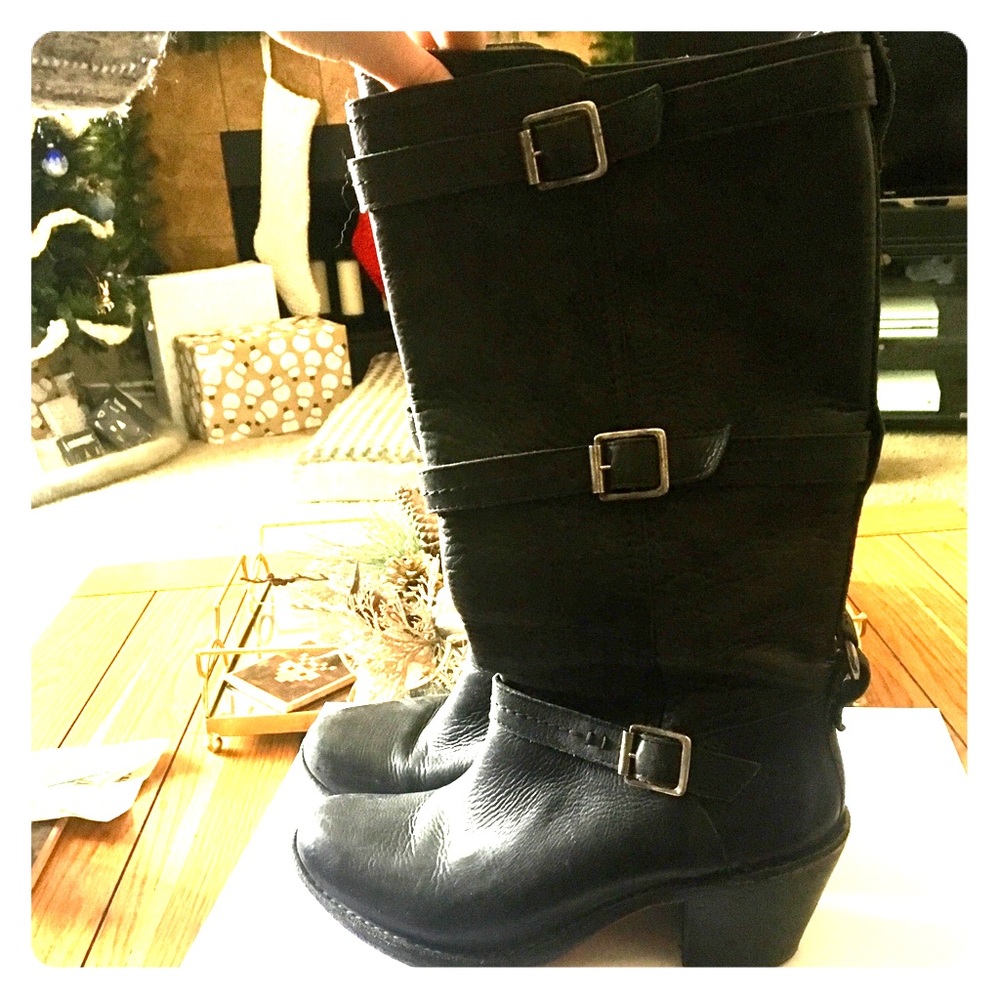 FRYE Leather Buckle Boots - Sz 9